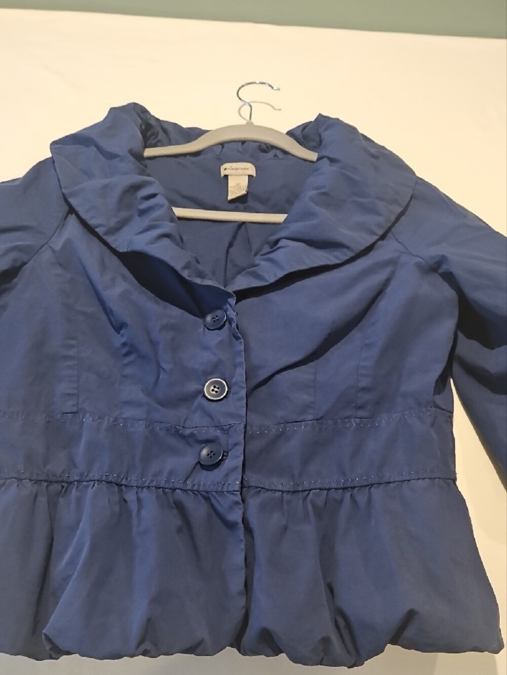 Anthropologie Brand Cobalt Blue Peplum Poplin 3 Button Jacket0028